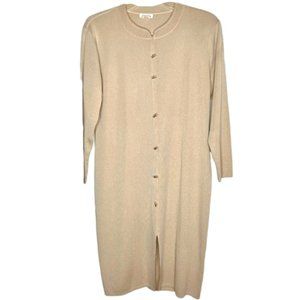 Exclusively Misook Long Sleeved Knit Chemise Dress - Beige - M